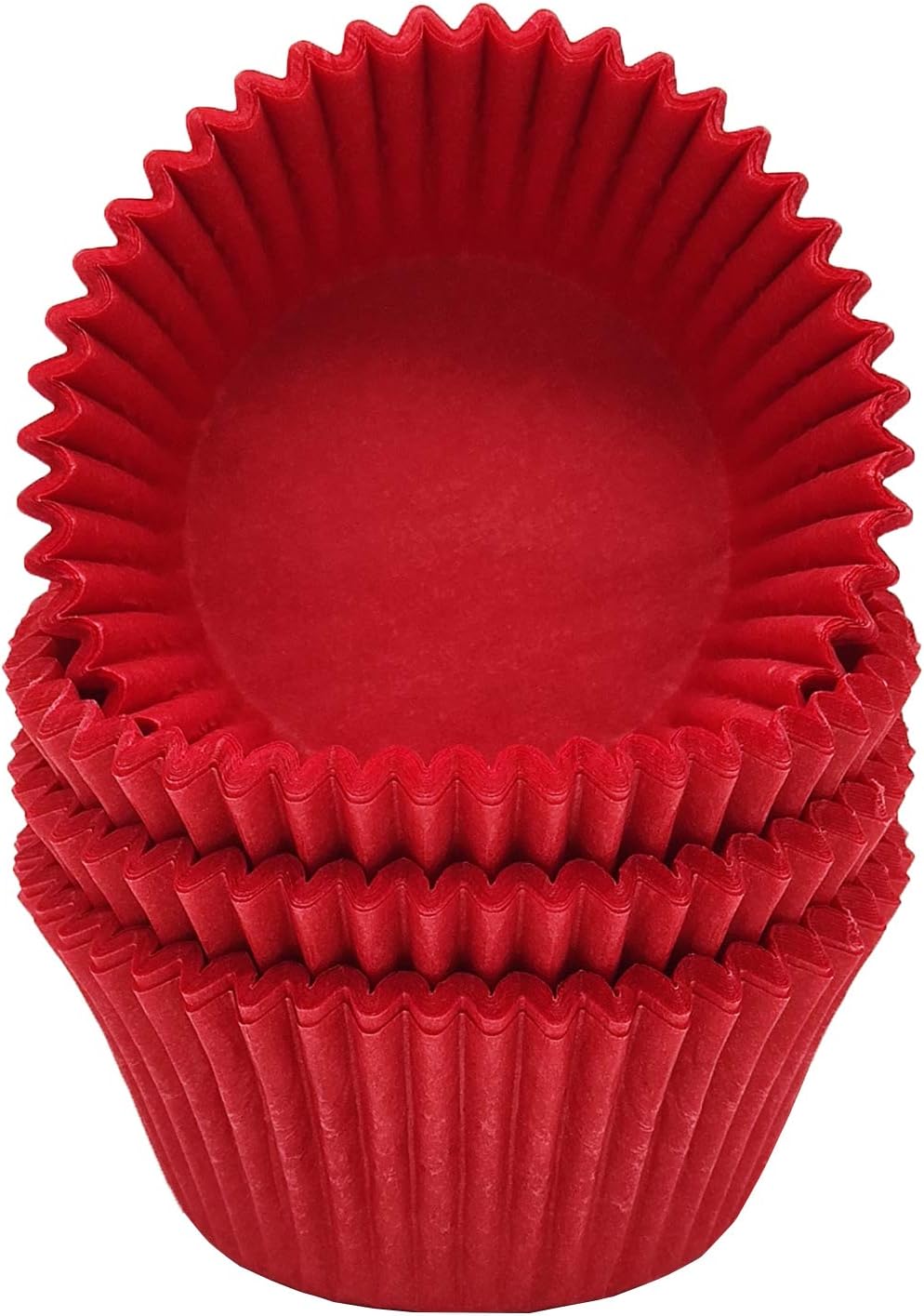 Premium Red Greaseproof Cupcake Liners - Standard Size Muffin Baking Cups, 100-Count