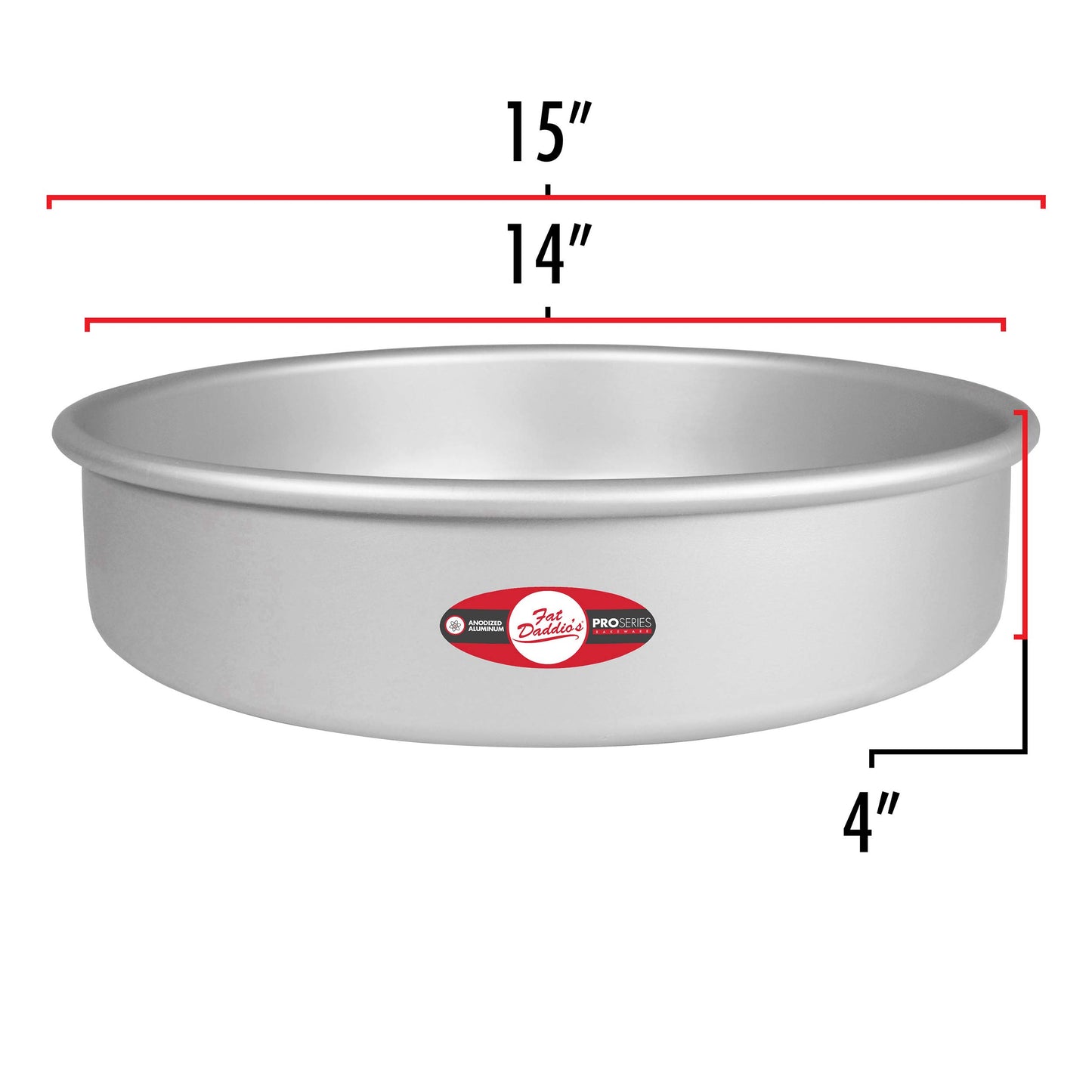 Fat Daddio's PRD-144 Round Cake Pan, 14 x 4 Inch, Silver