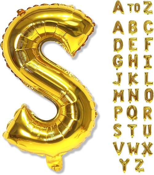Giant S Gold Alphabet Balloon - 40 Inch Self-Inflating Mylar Foil Letter for Birthday & Graduation Decor