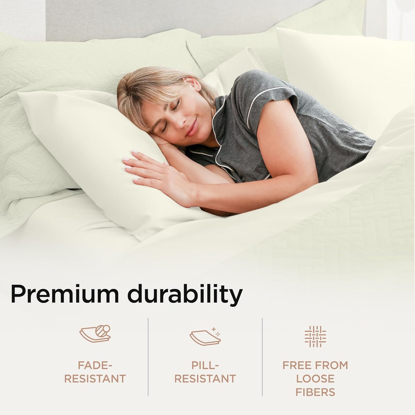 Threadmill Luxury Supima Cotton Sheets - 1200 Thread Count Soft 100% Cotton | Full Size Ivory Bed Set