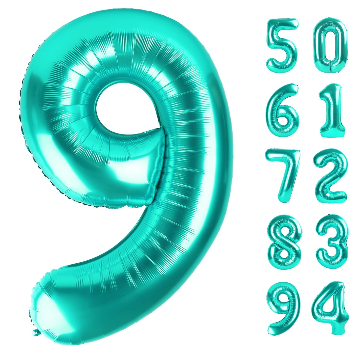 Teal Blue 9 Balloon, Number Balloons 40 Inch, 9th Giant Birthday Decorations for Girls, 19th 29th Party Decorations Supplies, Number 9 Balloon