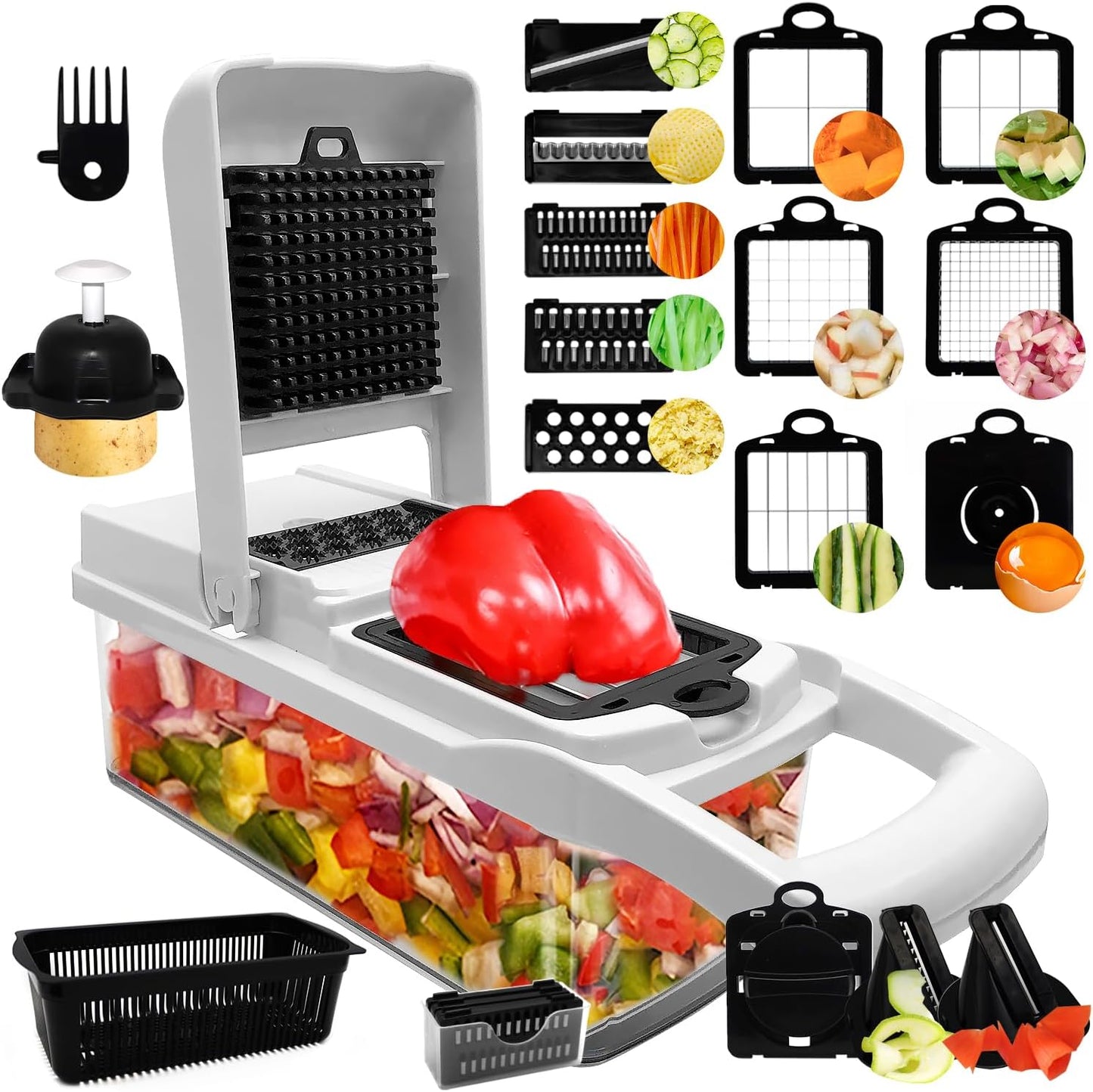 Vegetable Chopper - Skiennix 22-in-1 Veggie Dicer & Food Chopper with Container | BPA-Free & Dishwasher Safe