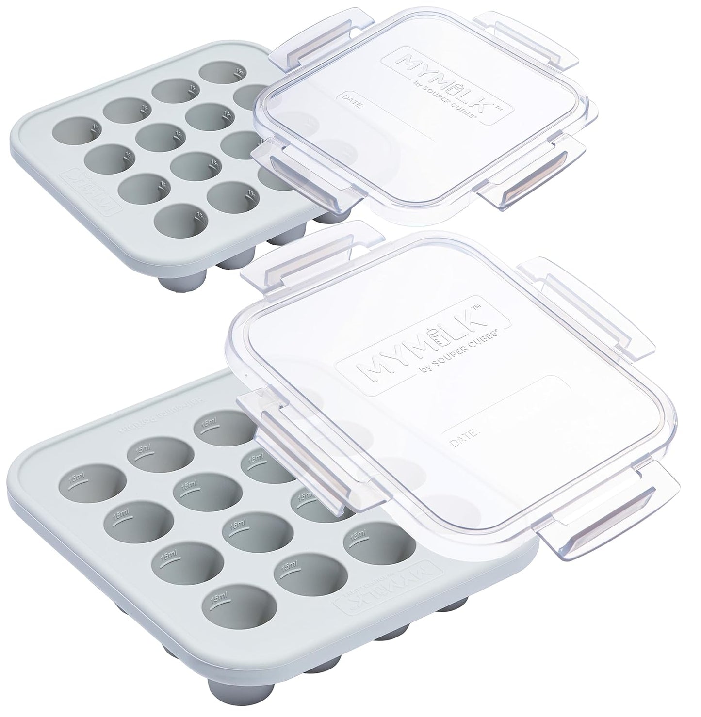 Souper Cubes MyMilk Silicone Breast Milk Freezer Trays - 1/2 oz. Portion Size, Gray - 2-Pack