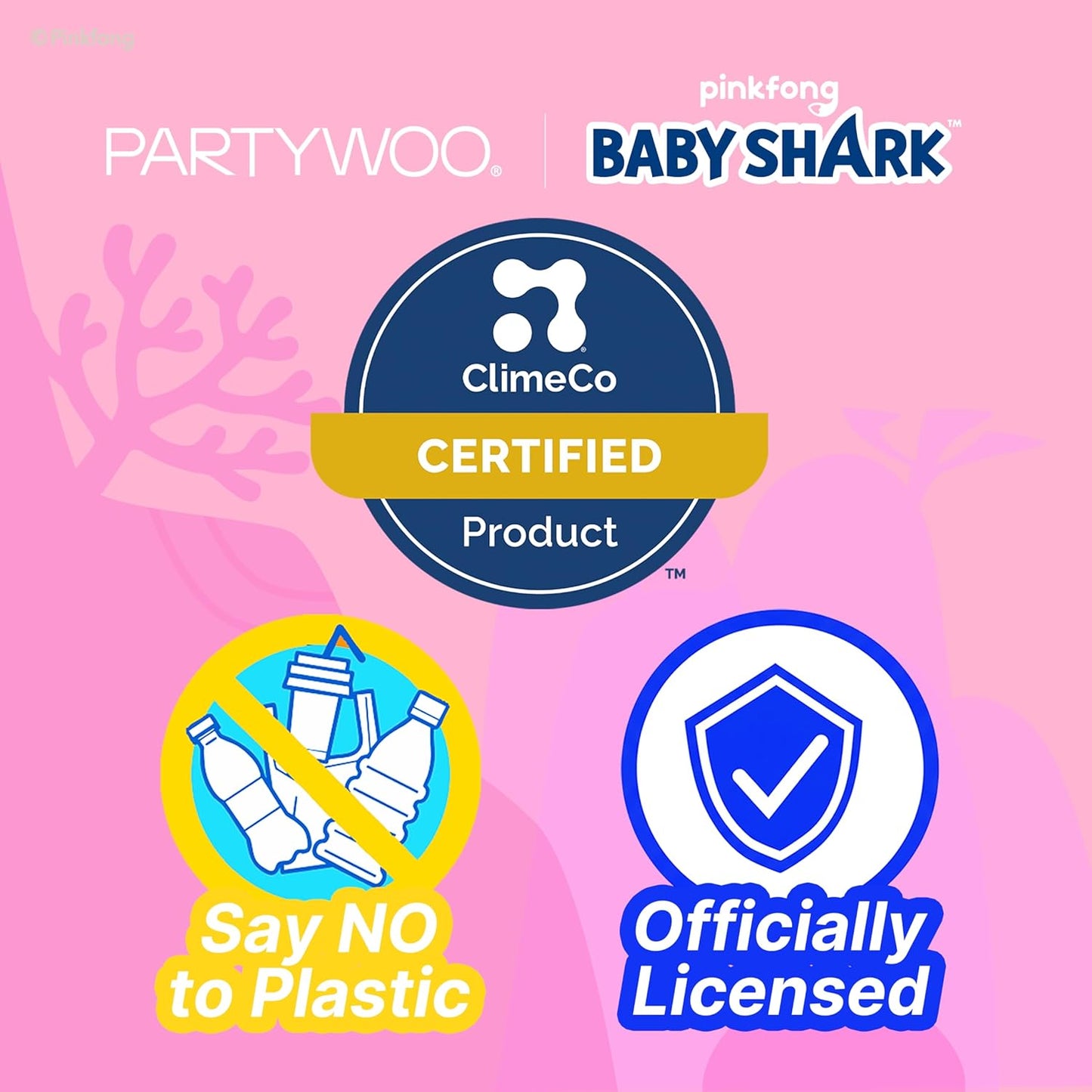 PartyWoo Baby Shark Pink Foil Number 1 Balloon - 40 Inch Mylar Helium Birthday Decoration for Kids
