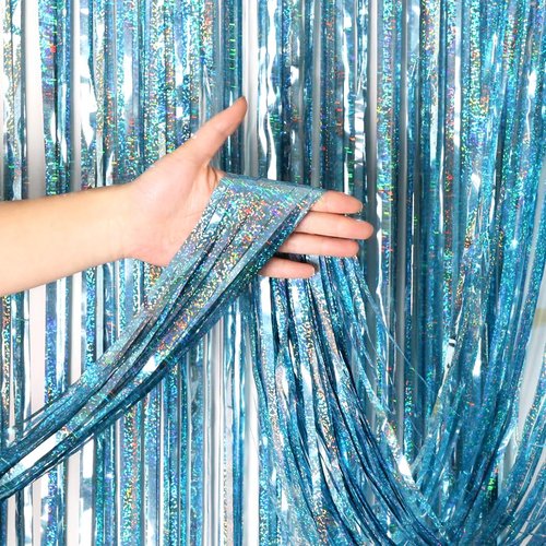 4Pcs Gold Fringe Backdrop 12.8x8.2 Feet Glitter Metallic Tinsel Foil Fringe Curtain, Gold Backdrop Curtain Door Streamers for Birthday Graduation Bachelorette Disco Christmas Party Decorations