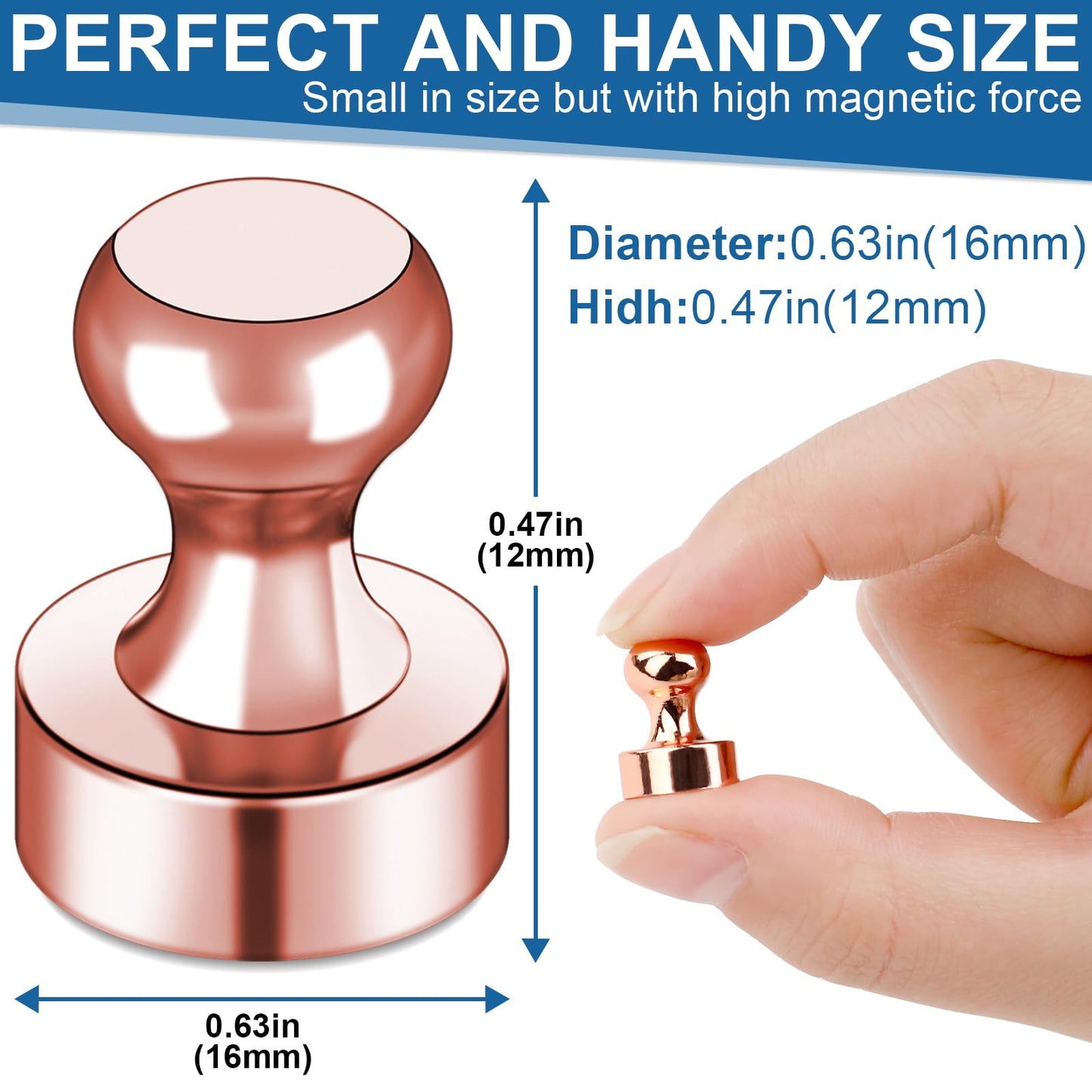 LOVIMAG 40 PCS Refrigerator Magnets, Strong Fridge Magnets for Whiteboard, Rose Gold Magnets Refrigerator Small Neodymium Magnet, Metal Push Pin Magnets for Fridge, Office, Classroom, Home,Kitchen