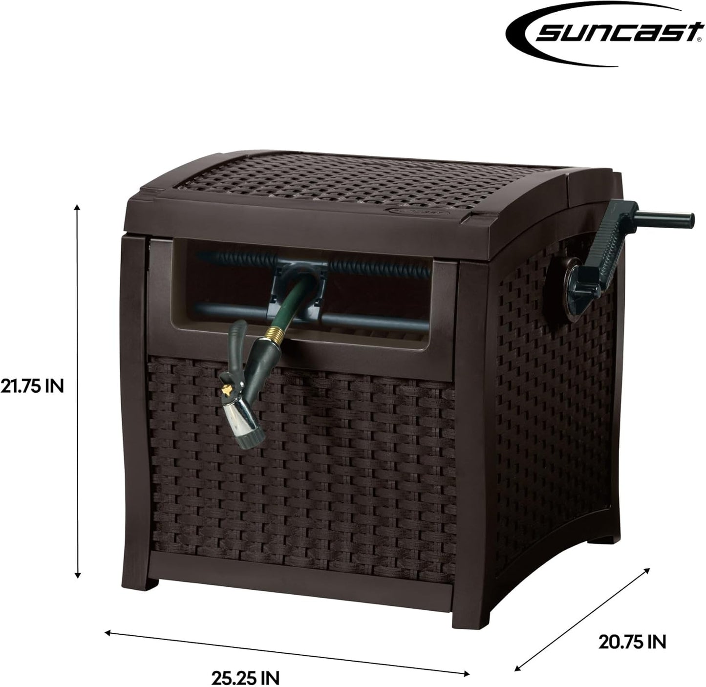 Suncast Hose Reel - Smart Trak Hose Guide & Water-Tight Connection - Durable Resin, 225' Capacity, Brown