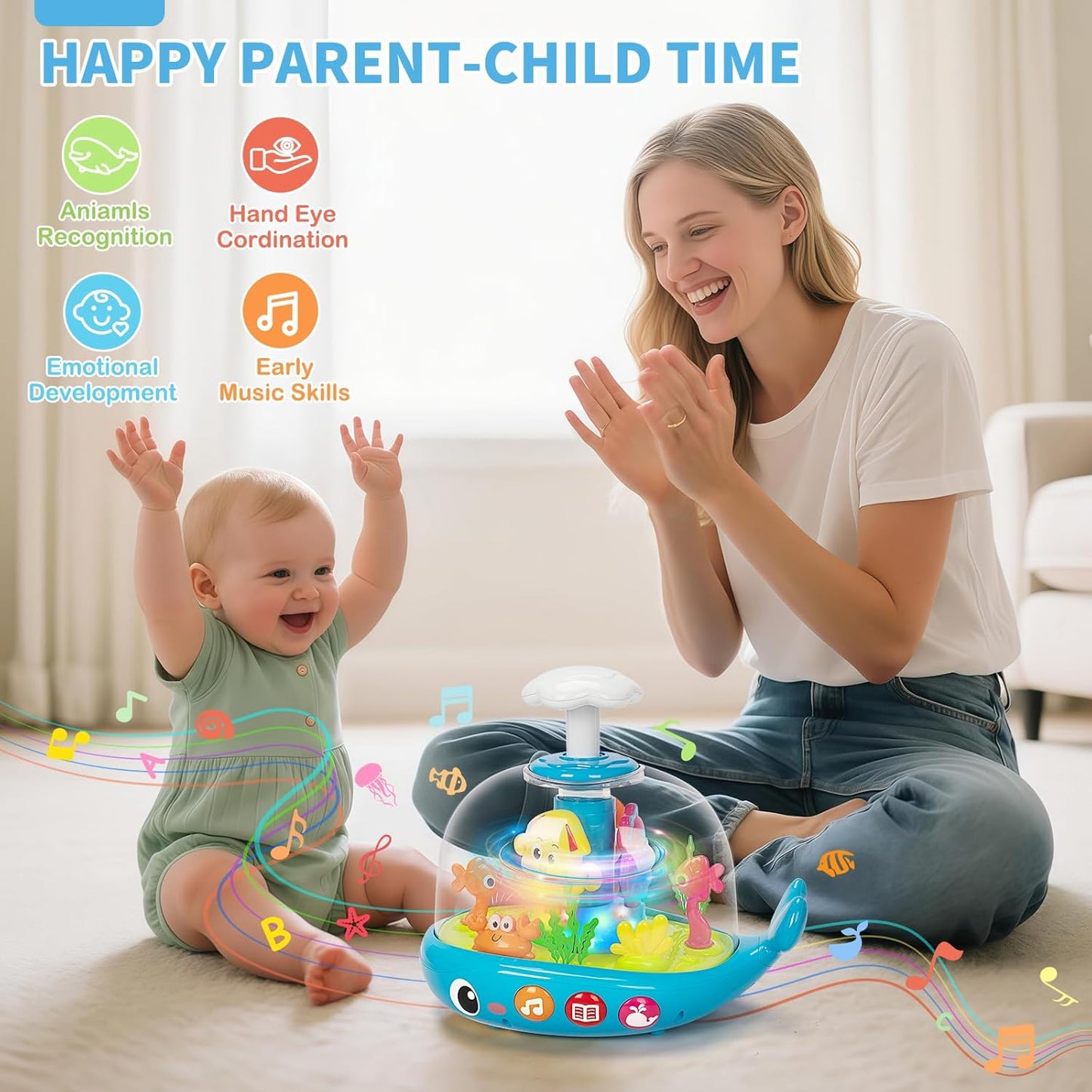 Skiennix Musical Aquarium Baby Toys - Early Learning Educational Toy for 6-12 Months | Engaging Sound & Light Features