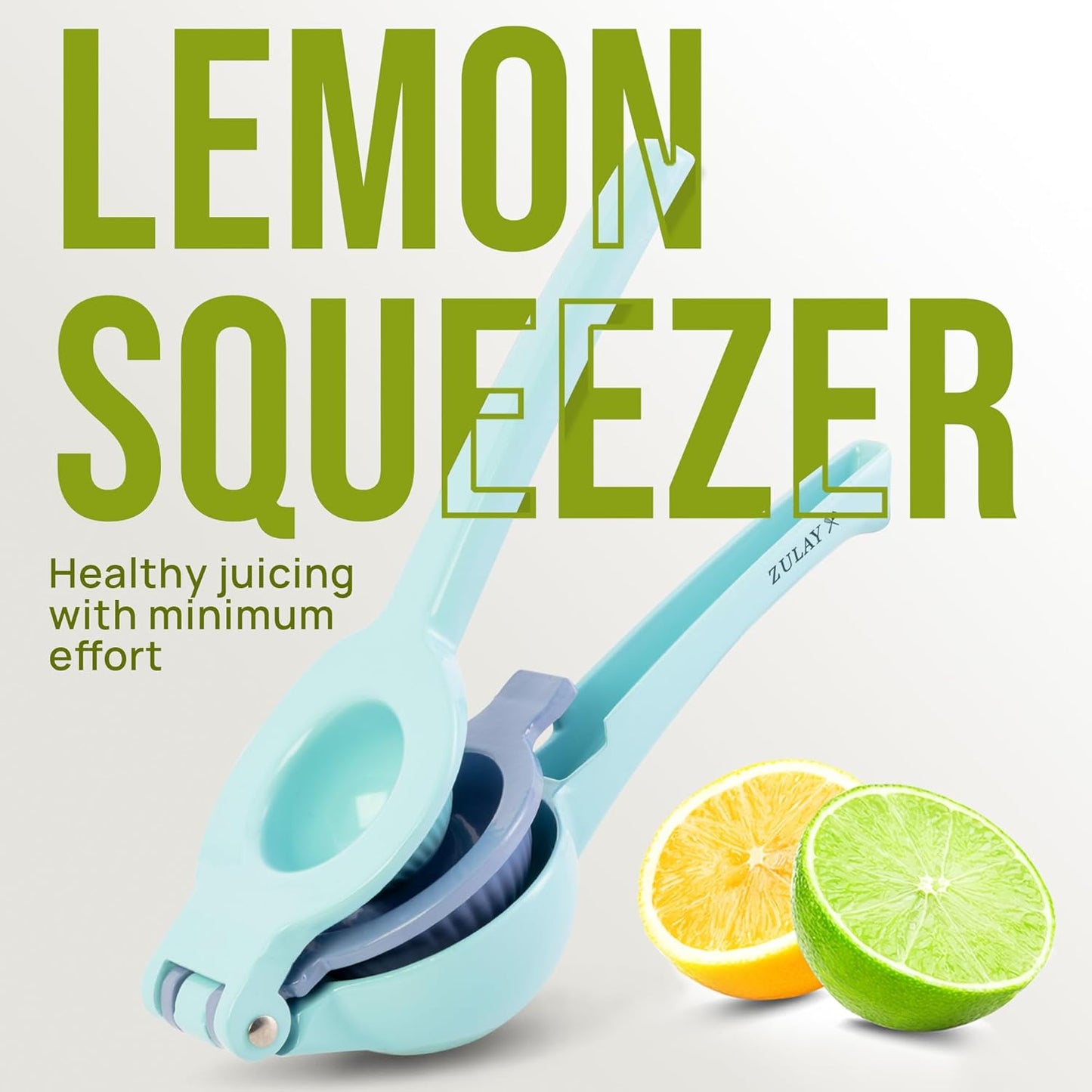 Zulay Kitchen 2-in-1 Lemon Squeezer - Sturdy Hand Juicer for Maximum Juice Extraction - Easy to Clean - Blue/Purple