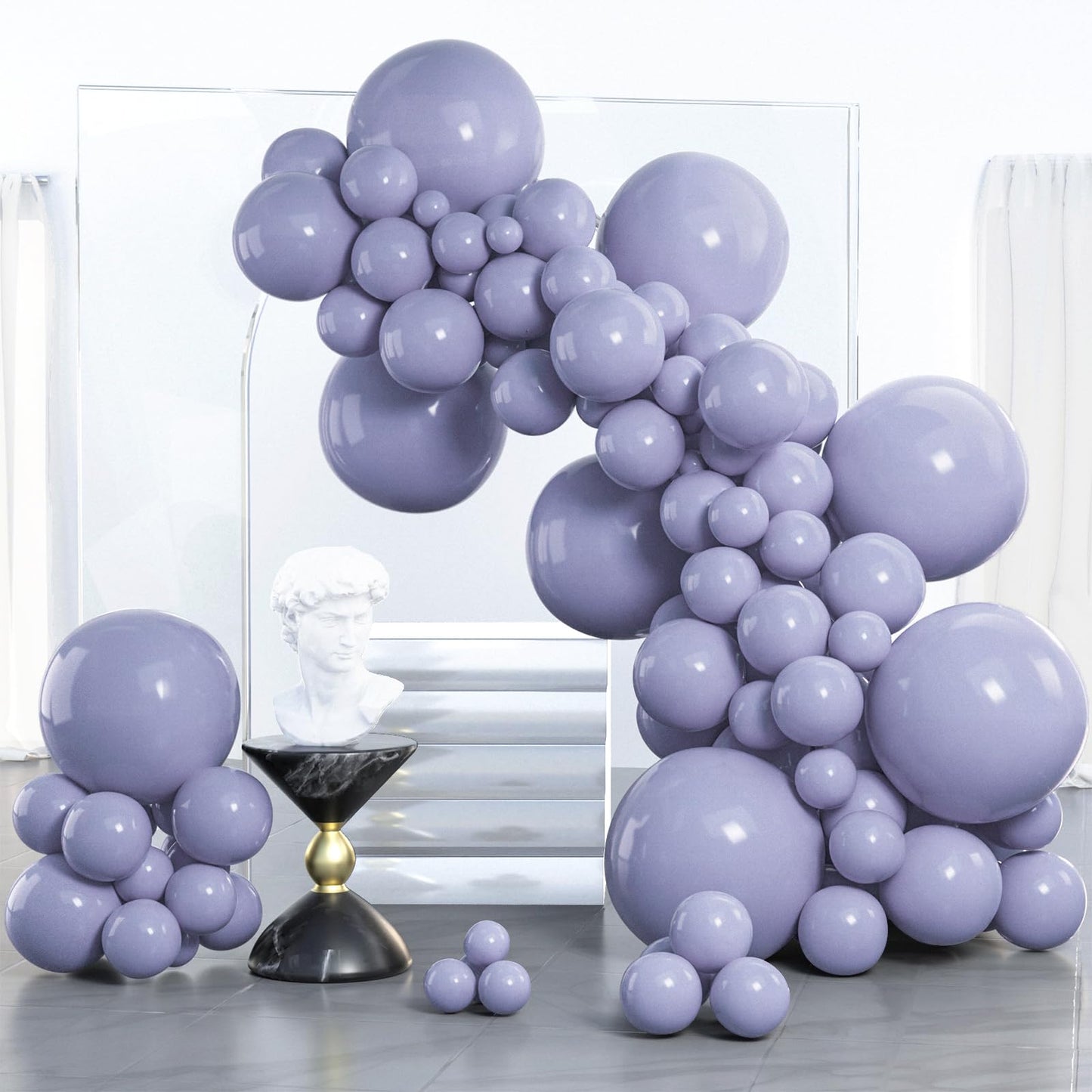 PartyWoo Dusty Blue Balloons 100pcs Different Sizes Pack of 18 12 10 5 Inch Boho Dusty Purple Muted Lavender Balloon Arch Kit for Baby Shower Anniversary Graduation Birthday Party Decorations Blue-F16
