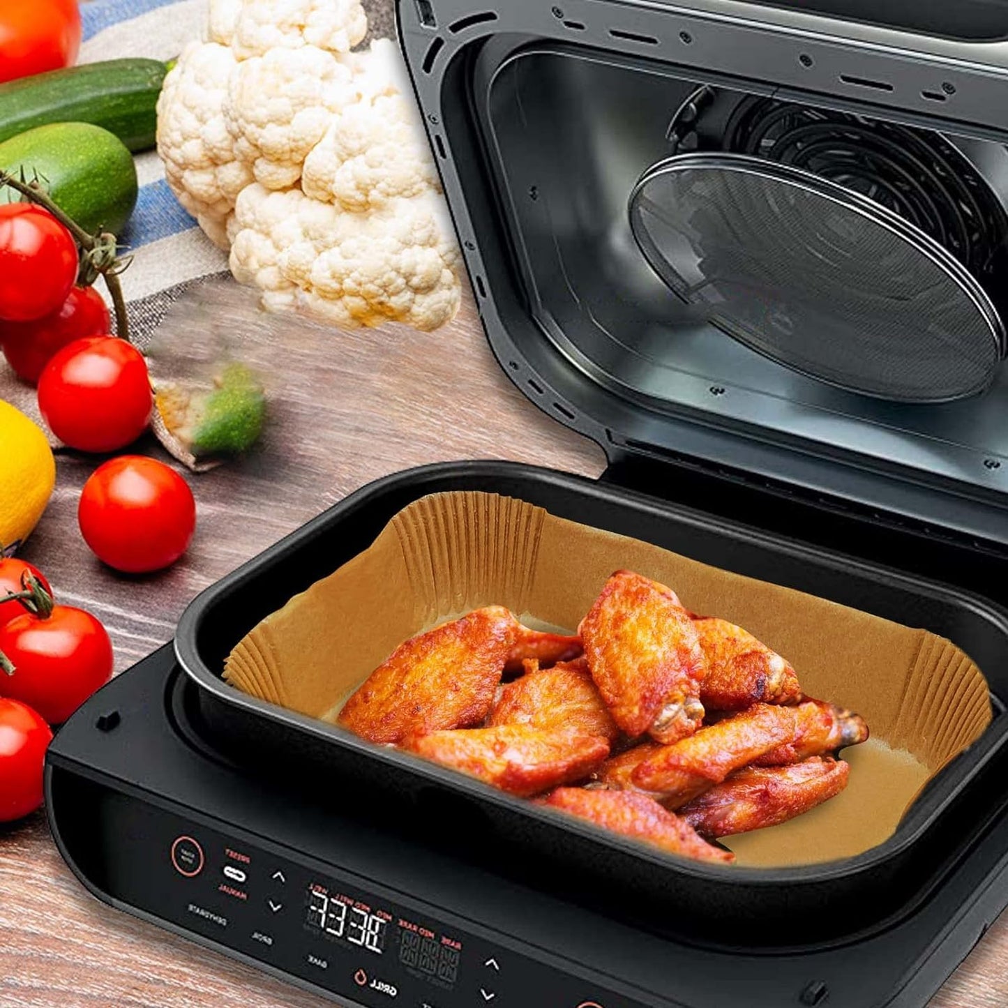 Air Fryer Baking Liners for Ninja Foodi DualZone 2-Basket DZ201, DZ401, FG551 Foodi Smart XL 6-in-1 Indoor Grill Accessories (Rectangular Baking Paper 250PCS)