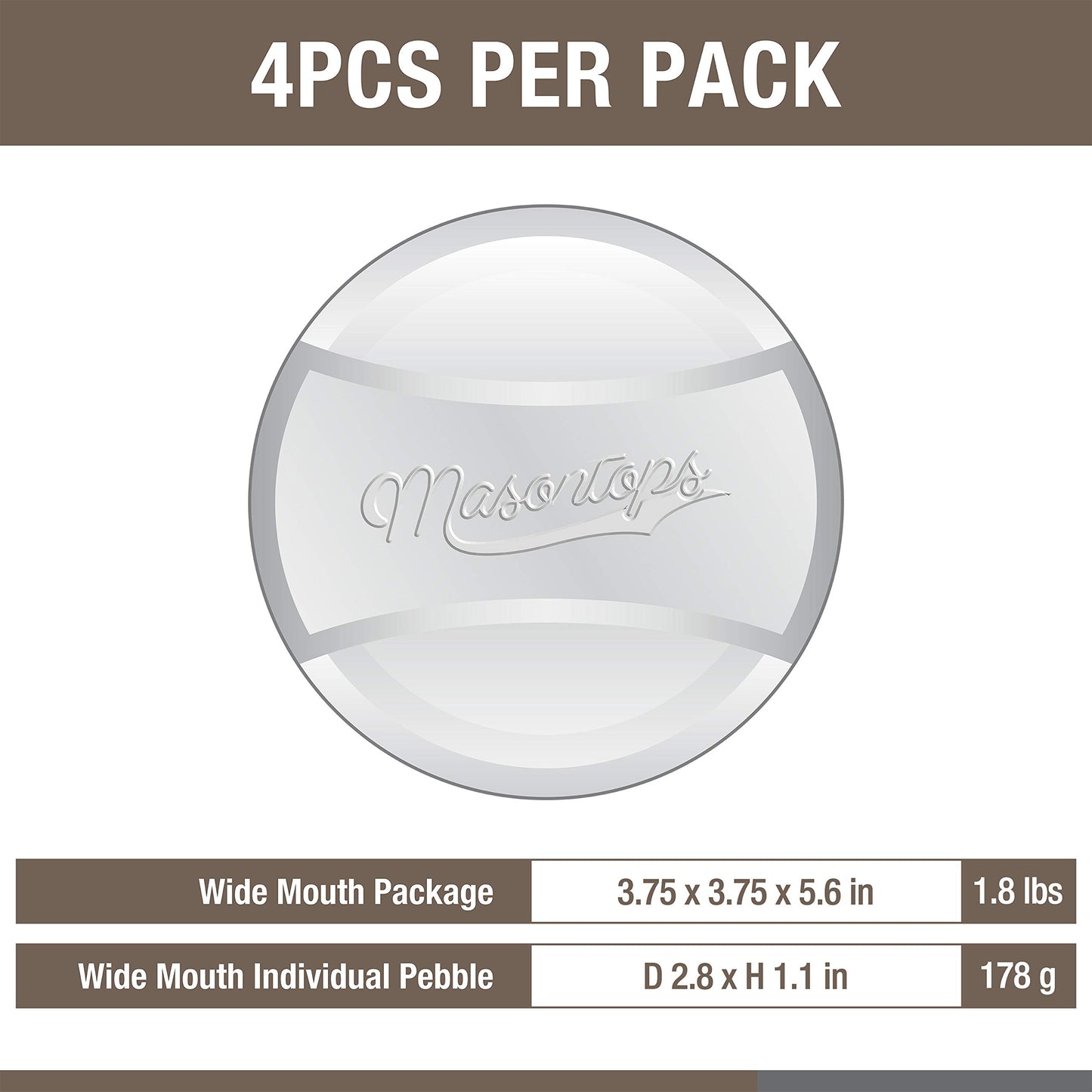 Masontops Pickle Pebble Glass Infinity Weights for Fermenting - Pickling Weight Set - Wide Mouth Mason Jar Fermentation