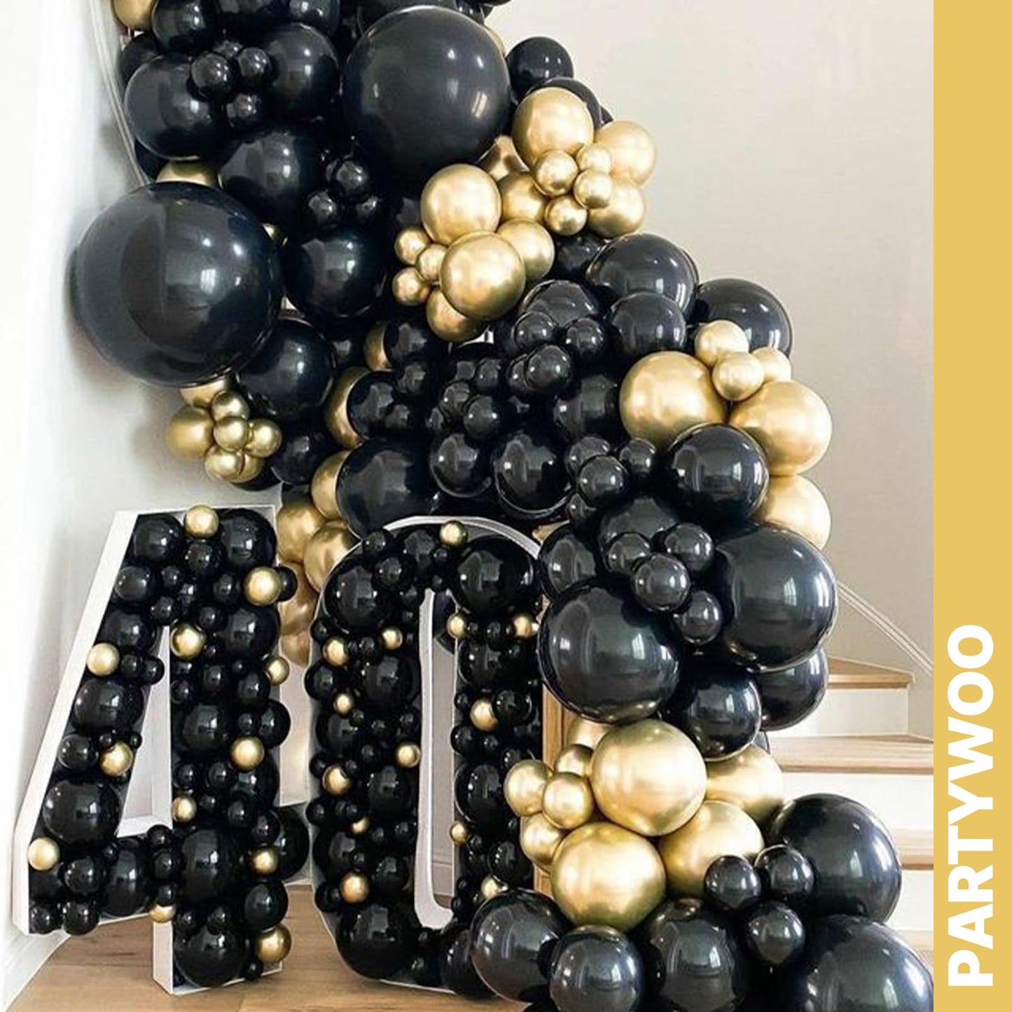 PartyWoo Gold and Black Balloons 100pcs 12 Inch Black and Gold Metallic Balloons for Birthday Wedding Anniversary Graduation Bachelorette Engagement Bridal Shower Retirement Party Decorations
