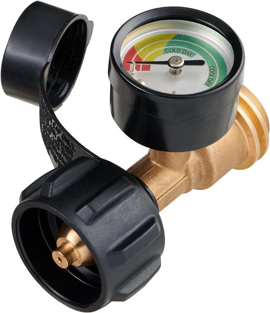 Propane Tank Gauge - Level Indicator & Leak Detector for 5lb to 40lb Tanks | Universal Fit for BBQ Grills, RVs, Heaters