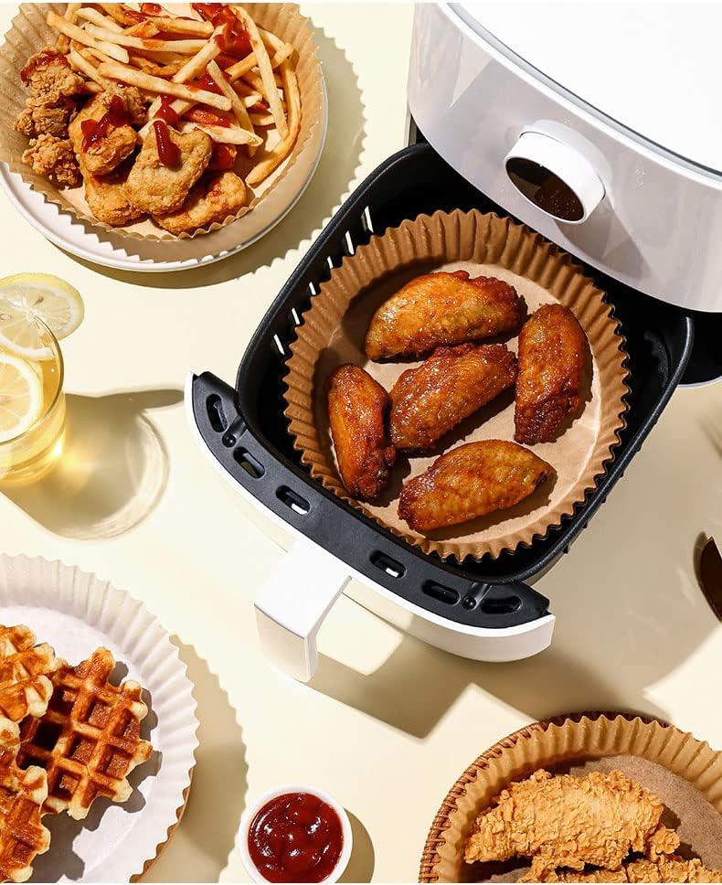 Skiennix Air Fryer Disposable Paper Liners - Non-Stick Grease Proof Parchment, 6.3 Inch, 100 Pcs