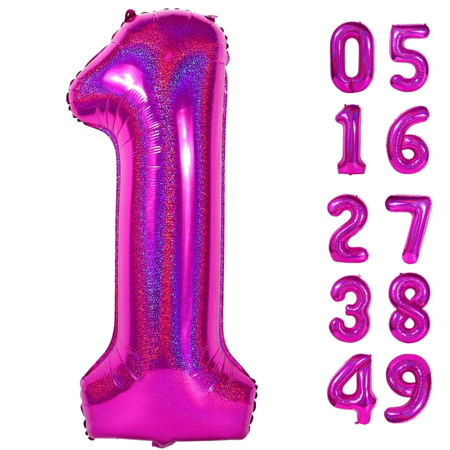 40 Inch Laser Hot Pink 1 Balloon for First Birthday, 1st Number Balloons Birthday Decorations for Girl Kids Toddler Baby, One Giant Number 1 Balloon