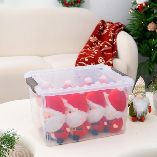 Citylife 32 QT Plastic Storage Bins - Stackable Latching Containers for Garage, Closet & Kitchen | 4 Pack