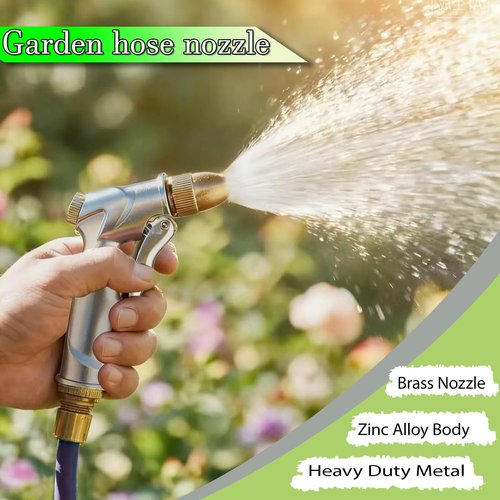 **Skiennix Heavy-Duty Garden Hose Nozzle - Adjustable High-Pressure Spray for Plants, Cars & Windows**