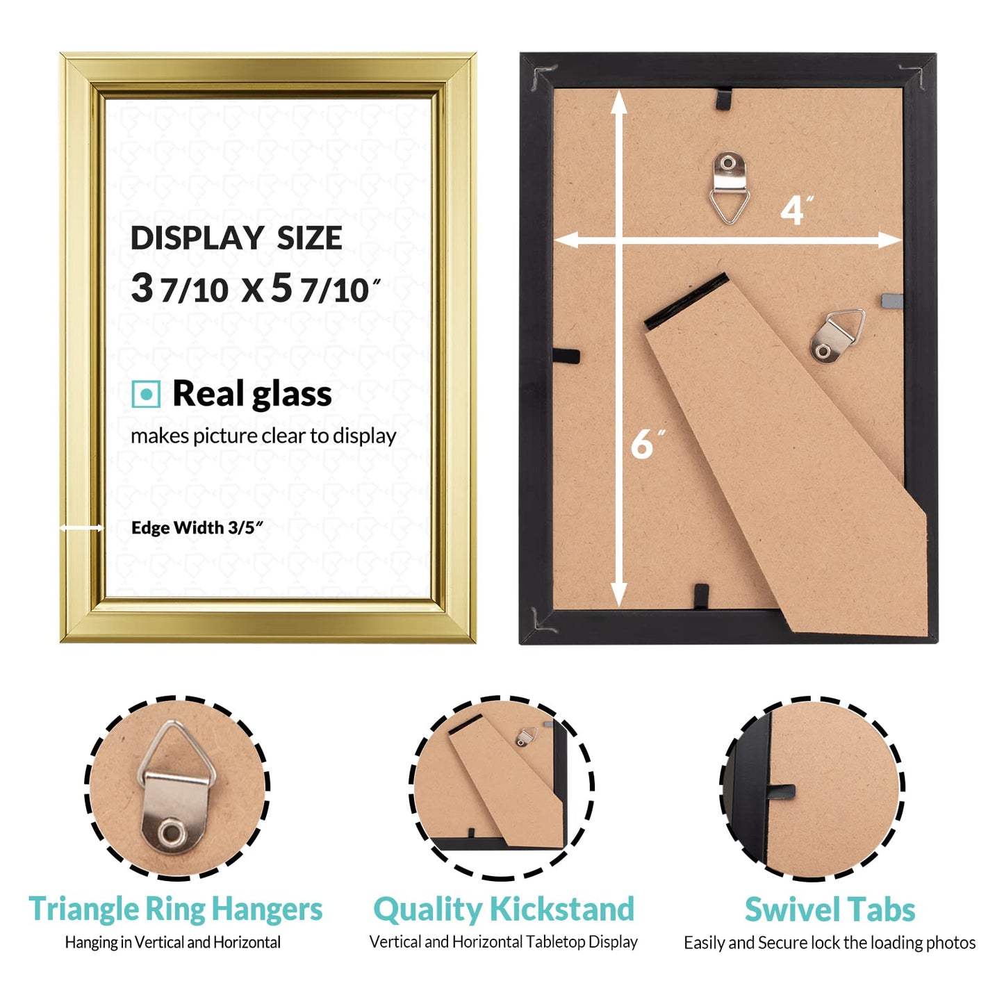 LaVie Home 4x6 Picture Frames (12 Pack, Gold) Simple Designed Photo Frame with High Definition Glass for Wall Mount & Table Top Display, Set of 12 Classic Collection
