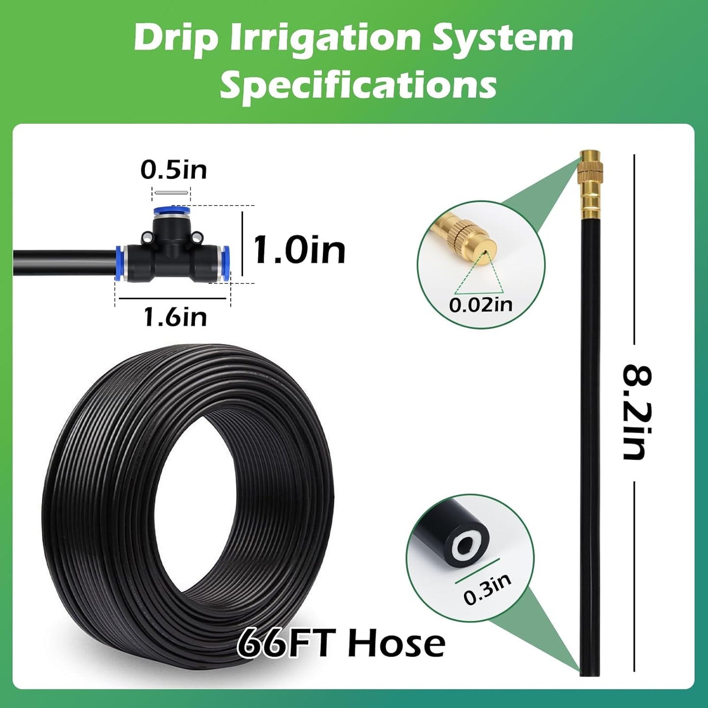 Skiennix Drip Irrigation System - 66 FT with 20 Adjustable Nozzles for Efficient Garden Watering