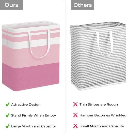 HomeHacks Large Waterproof Laundry Baskets - Collapsible Hampers with Reinforced Handles | Grey & Pink, 100L Each