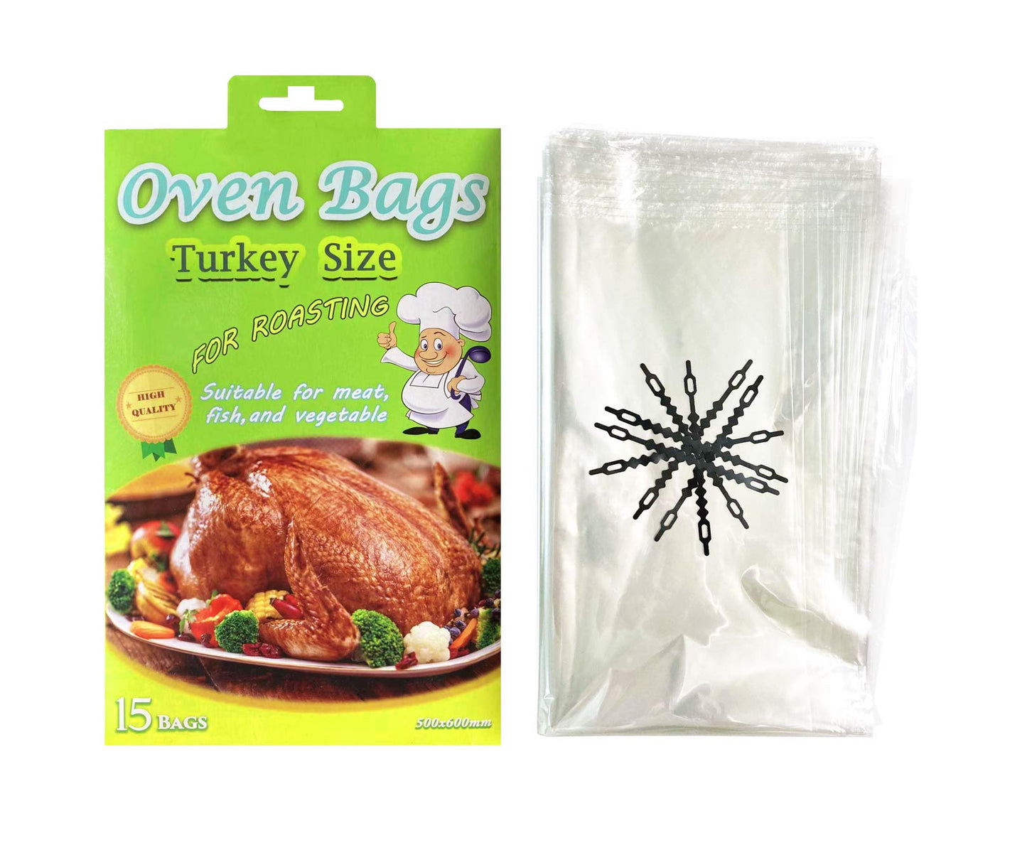 15 Counts Large Turkey Oven Bags for Cooking - Meat Roasting Safe for Fish, Vegetables - 20x24 IN (1 Pack)