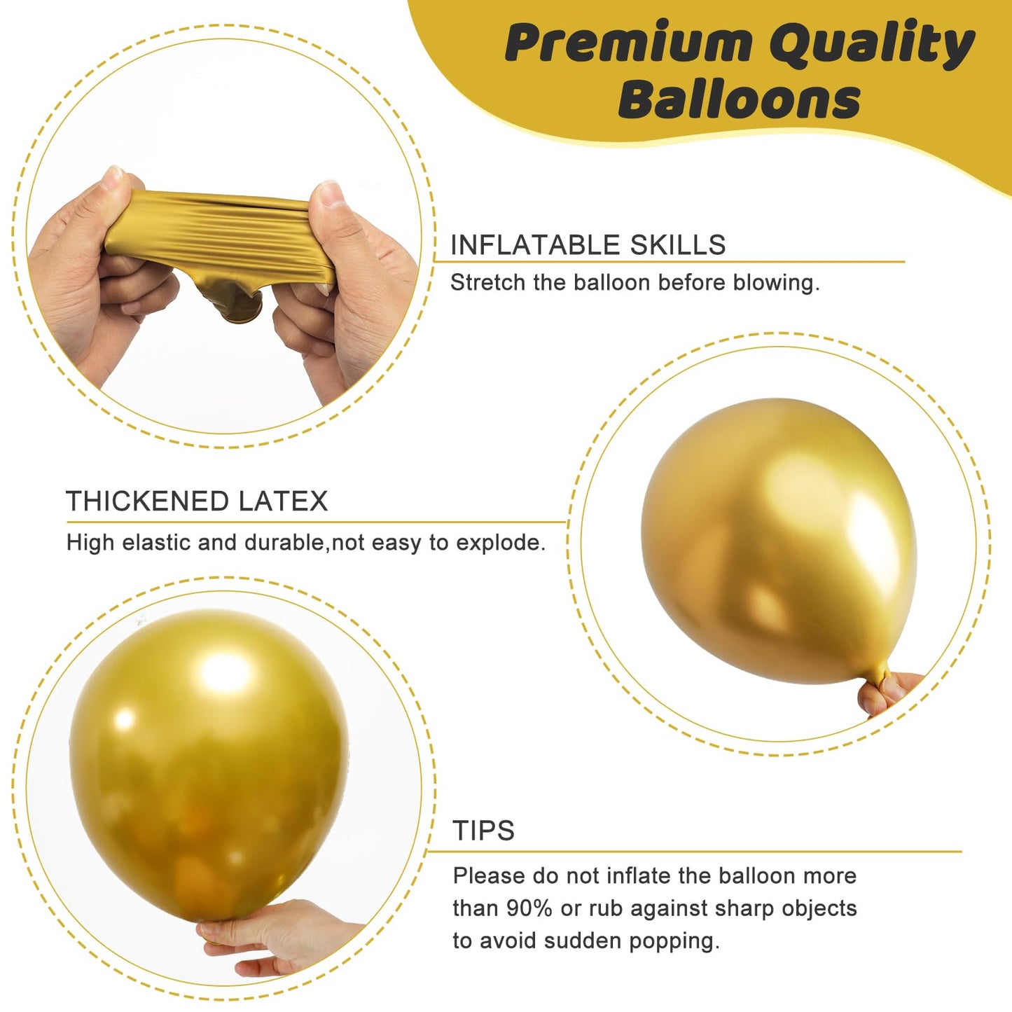 RUBFAC 135pcs Gold Balloons Different Sizes 18 12 10 5 Inch for Garland Arch, Latex Metallic Balloon for Birthday Graduation Party Wedding Decorations
