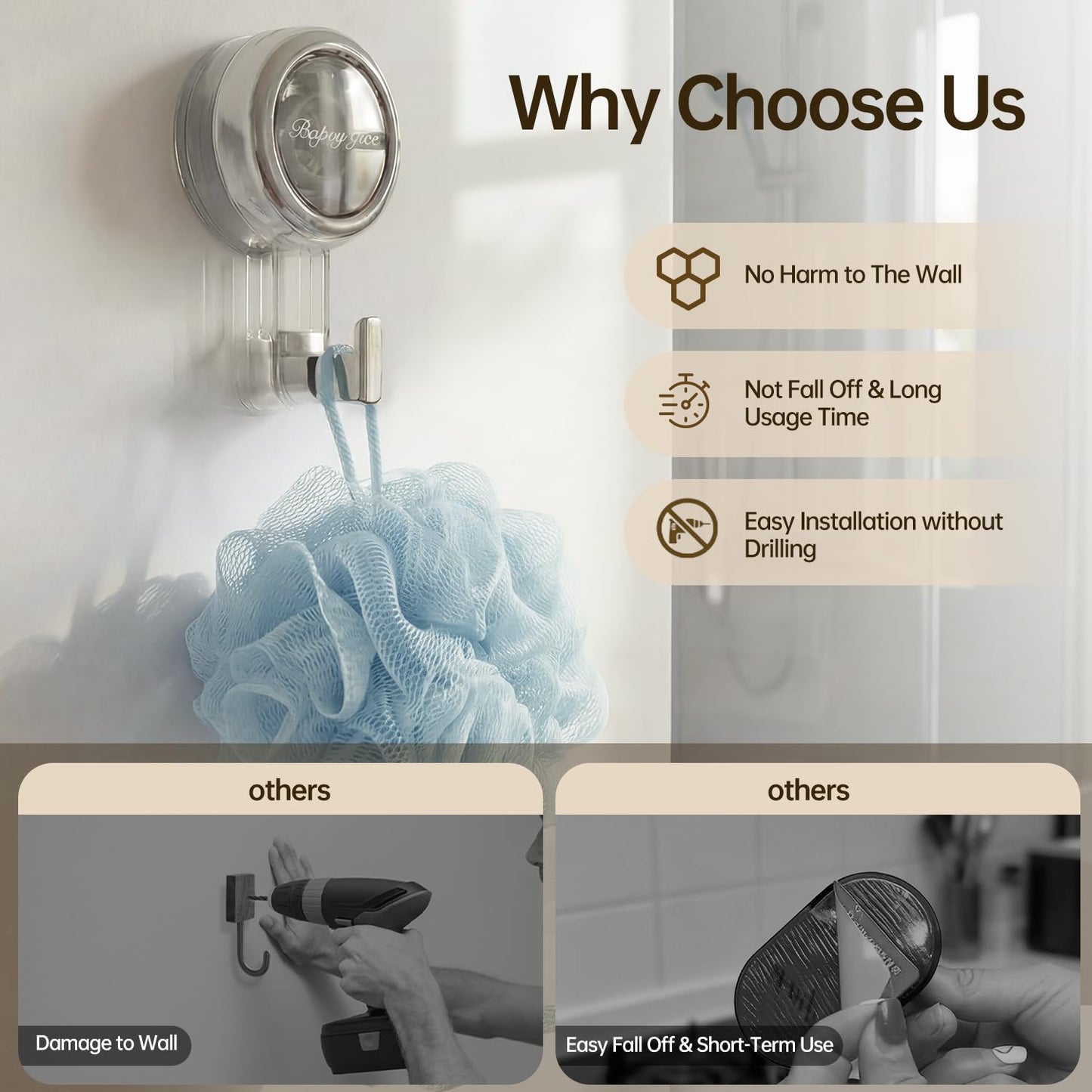 Nicespce Heavy Duty Suction Cup Hooks, Strong Suction Hanger for Wreath, Shower, Window & Glass Door. Waterproof Outdoor Hooks for Bathroom Wall Hanging - Removable, No Drilling