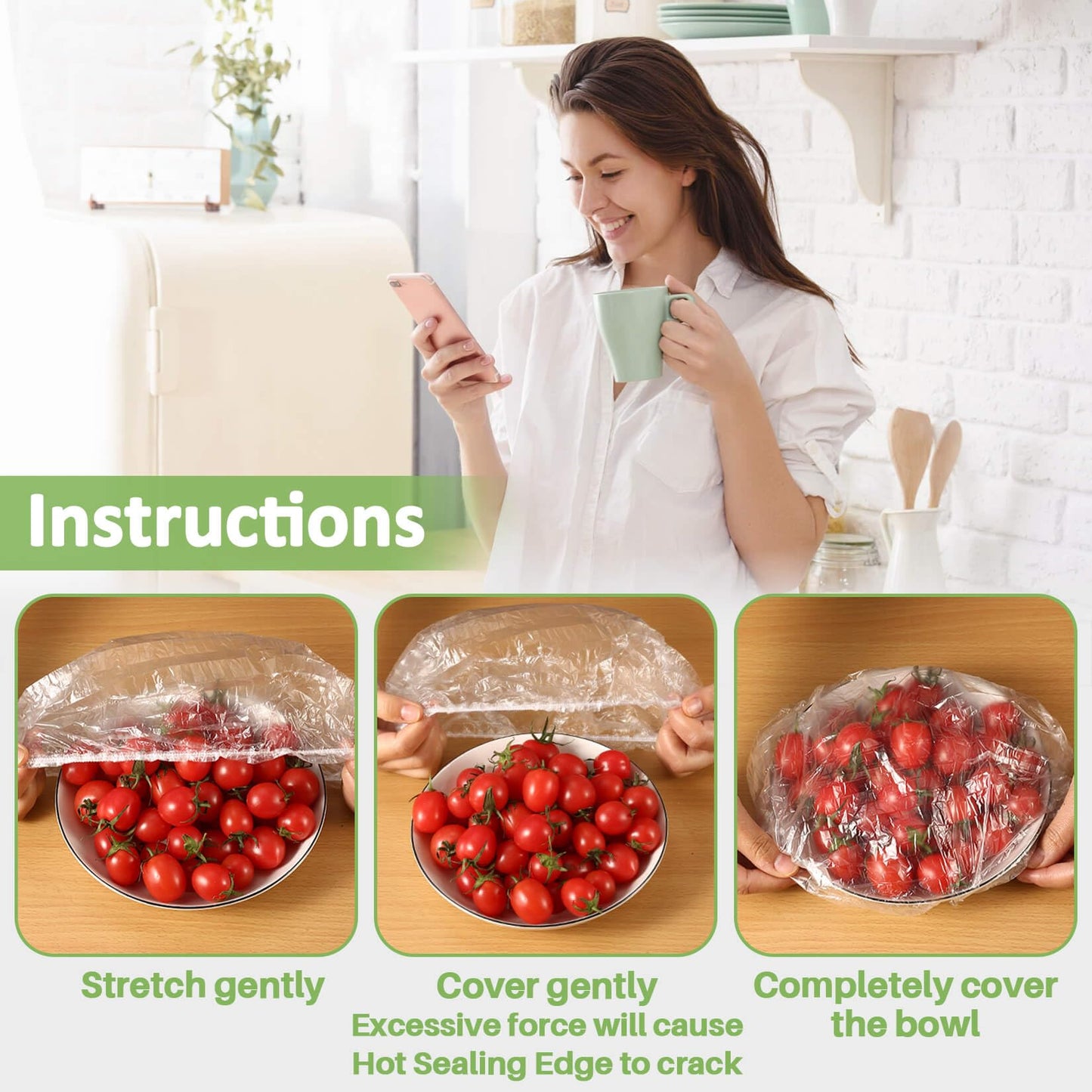 MAQIHAN 100 Bowl Covers Bread Proofing - Extra Large Plastic Wrap for Food Sourdough Bread Baking Rising Elastic Reusable Plate Covers Outdoor Food Fresh Keeping Bags Shower Cap Hair Deep Conditioning