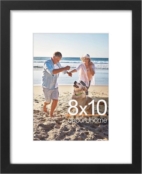 decorUhome 8x10 Picture Frame - Versatile Display for 5x7 or 8x10 Photos, Black, 1 Pack
