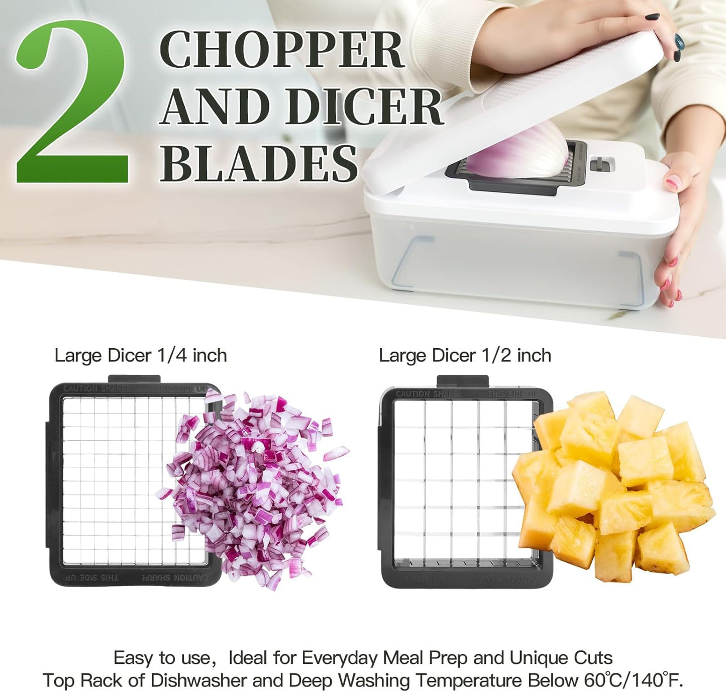 Skiennix 14-In-1 Vegetable Chopper - 7 Blades, Container & Lid | Versatile Mandoline Slicer for Kitchen