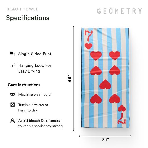 GEOMETRY Micro-Loop Beach Towel – Spring & Summer Collection – Quick-Dry, Sand-Resistant, Ultra-Absorbent Compact Towel for Beach & Travel (Lucky Play)