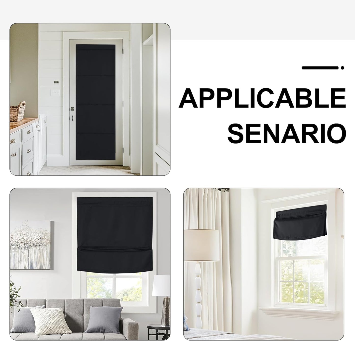 NICETOWN Magnetic Blackout Curtains - Thermal Insulated Privacy Blinds for French Doors | 1 Panel, Black 27"W x 64"L