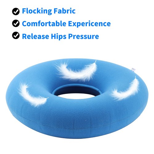 ANABIUP 2 Pack Inflatable Donut Pillow Ring Seat 15 Inch Round Portable Donut Cushion Pillow for Home Office Chair Wheelchair Car, 2 Colors