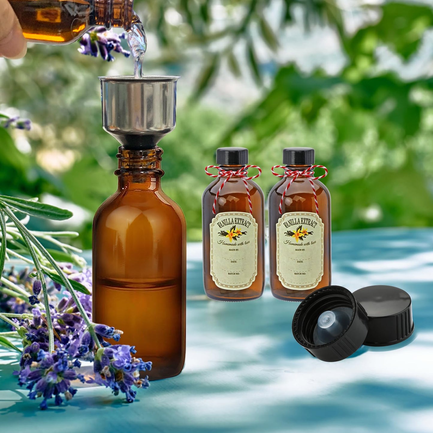 YINGERHUAN 4 oz Amber Glass Bottles - Small Glass Jars with Black Lids Empty Boston Bottle,Dispensing Bottles for Homemade Vanilla Extract, Essential Oils, Herbal Medicine (6)