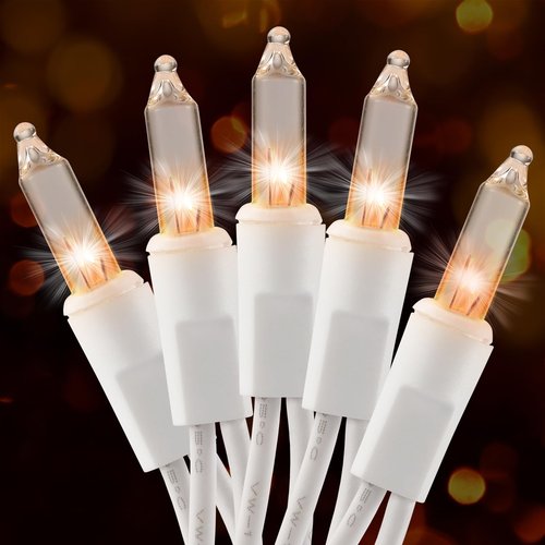 Christmas Lights Clear White 50 Count, 13ft Incandescent Mini Lights String Plug in Warm White with White Wire for Mantle Christmas Tree Indoor Outdoor Xmas Wedding Party Decorations
