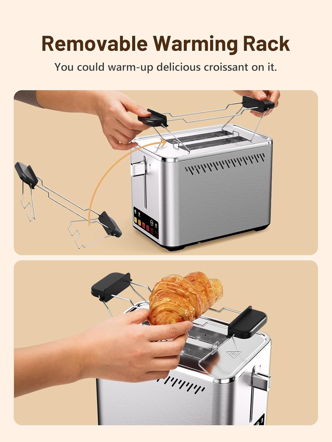 KEENSTAR 2-Slice Touch Screen Toaster - 6 Browning Levels, Wide 1.5" Slots, Stainless Steel Finish