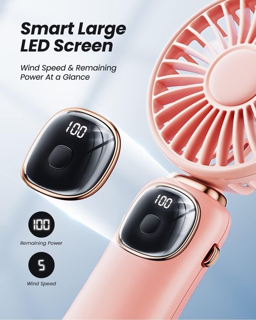 coldSky Portable Handheld Fan - 4000mAh Battery Operated | 3-in-1 Personal Fan with LED Display & 5 Speeds