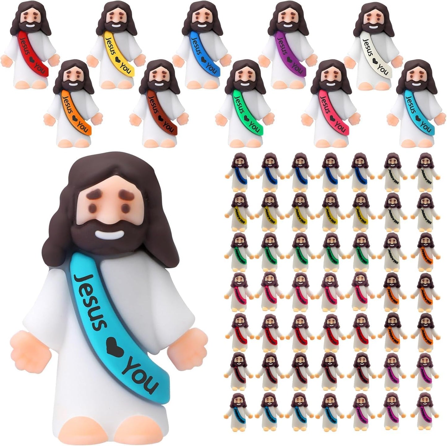 Little Pocket Jesus Figures by [Brand Name] - 50 PCS Rubber Tiny Figurines | Perfect Christian Gifts for Easter & Sunday School