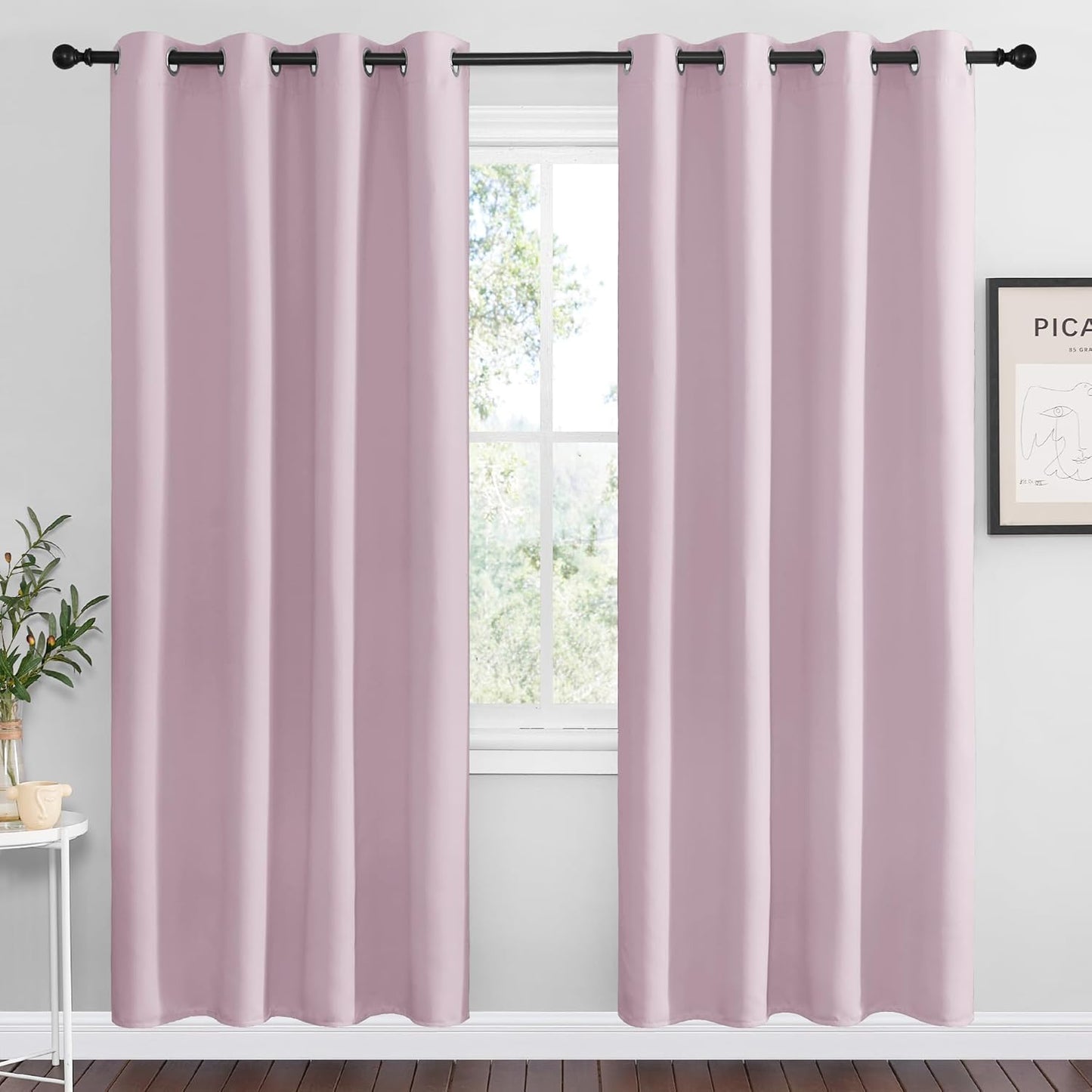 NICETOWN Baby Pink Blackout Curtains - Thermal Insulated Drapes for Bedroom | 78 Inches Long, 2 Panels, 55 Inches Wide