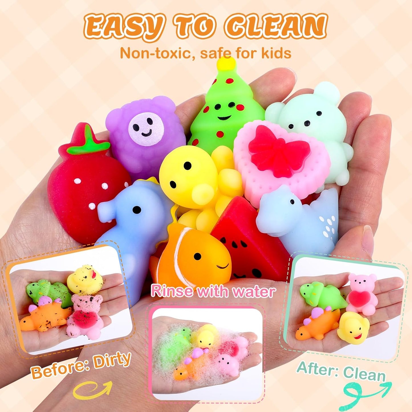VISCOO 40 Pack Squishy Toys - Kawaii Mochi Party Favors for Kids | Easter Basket Stuffers & Classroom Prizes