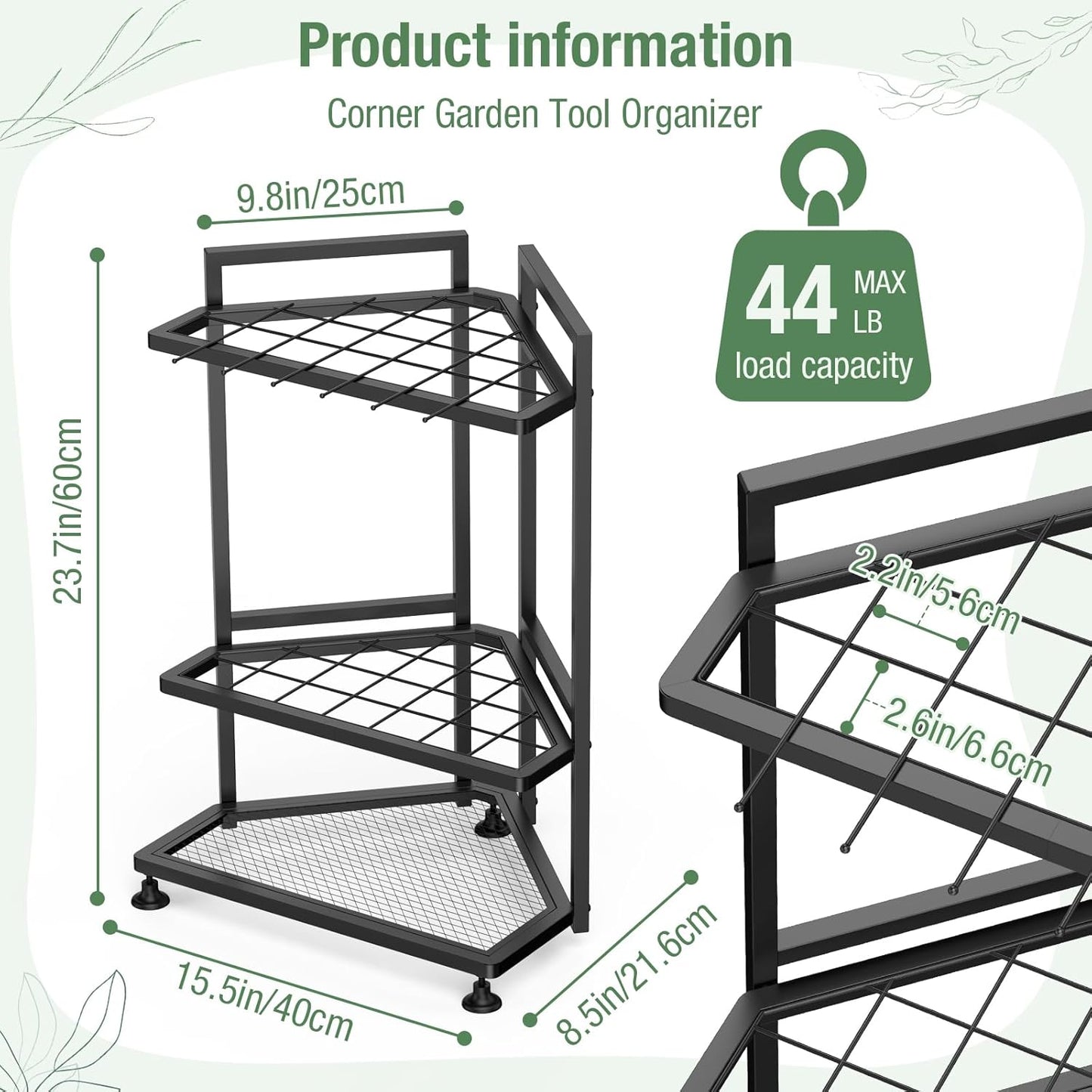 Metal Garden Tool Organizer by [Brand Name] - Heavy Duty Storage Rack for Long-Handled Tools | Corner Design
