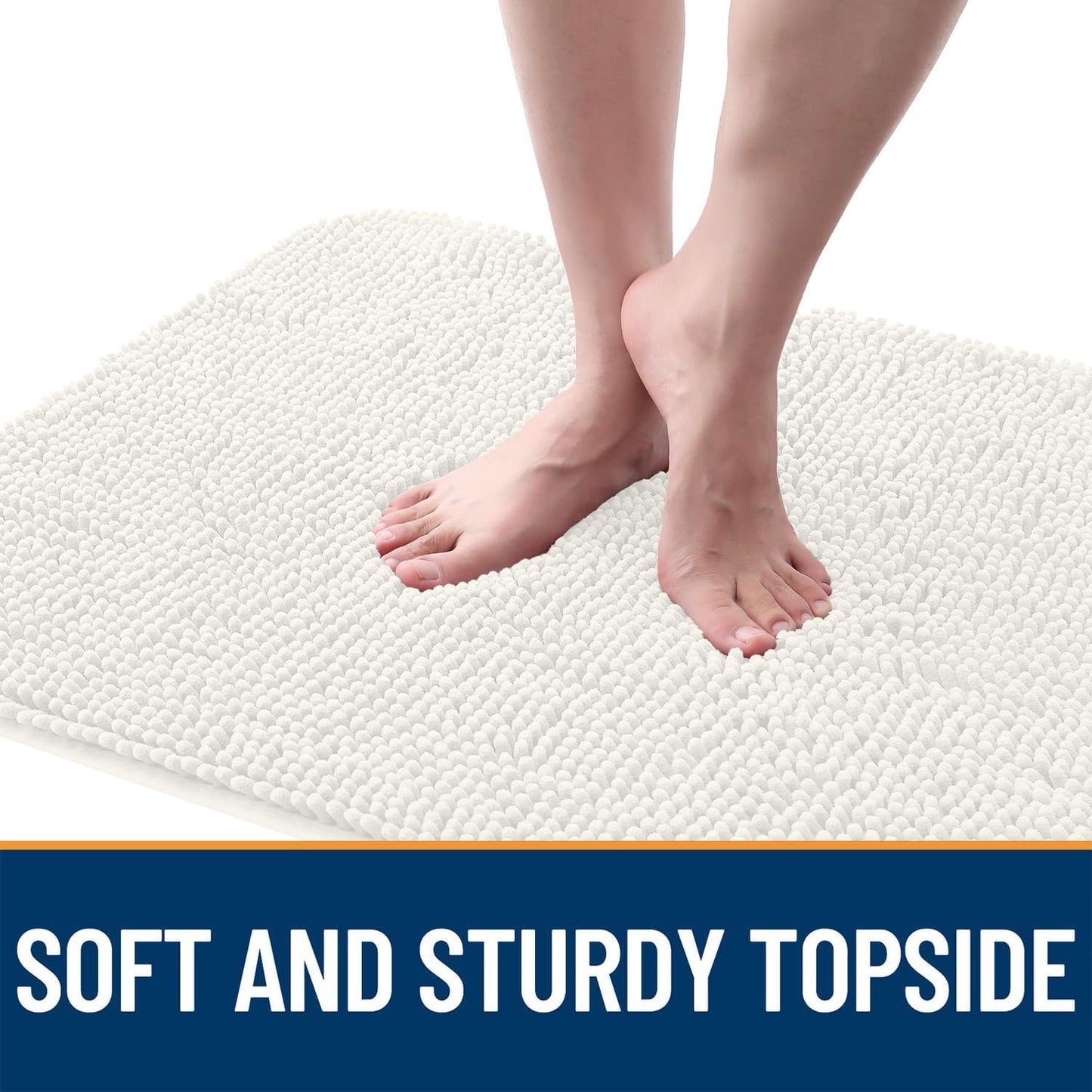 OLANLY Dog Door Mat - Absorbent Non-Slip Chenille Mat for Muddy Paws | 40x32 Ivory Quick-Dry Doormat
