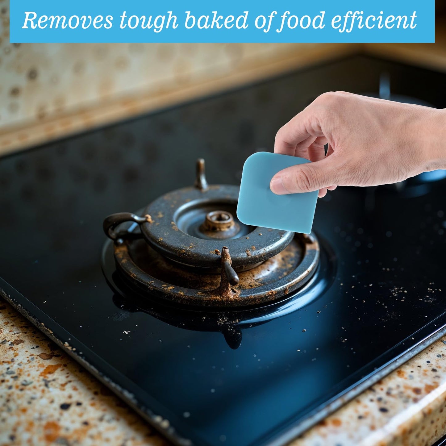 Ptwola 8 Pcs Pan Dish Scraper Tool Pot Food Scraper Non-Scratch Scrapers Nylon Non-Slip High Heat Resistant Cast Iron Cleaning Scrapers for Multifunctional Kitchen Grease Burnt Food