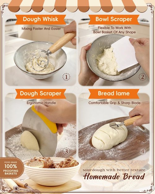 Complete Sourdough Starter Kit - Easy to Clean for Beginners | Includes Proofing Basket, Sling, Jar & More