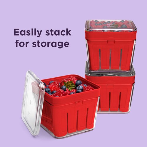 Chef'n Bramble Berry Basket - 1-Quart Colander for Fresh Cherry Storage & Rinsing