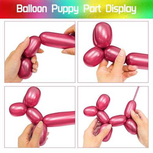 100Pcs 260 Balloons Metallic Long Balloons for balloon animals, Thickening Skinny Latex Twisting Balloon for Animals Modeling Christmas Birthday Wedding Party Decorations.(Multi)