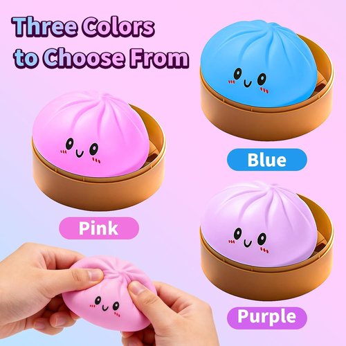 Dumpling Squeeze Toy - Colorful Stress Relief Fidget Ball | Fun Pink Dough Ball for Parties
