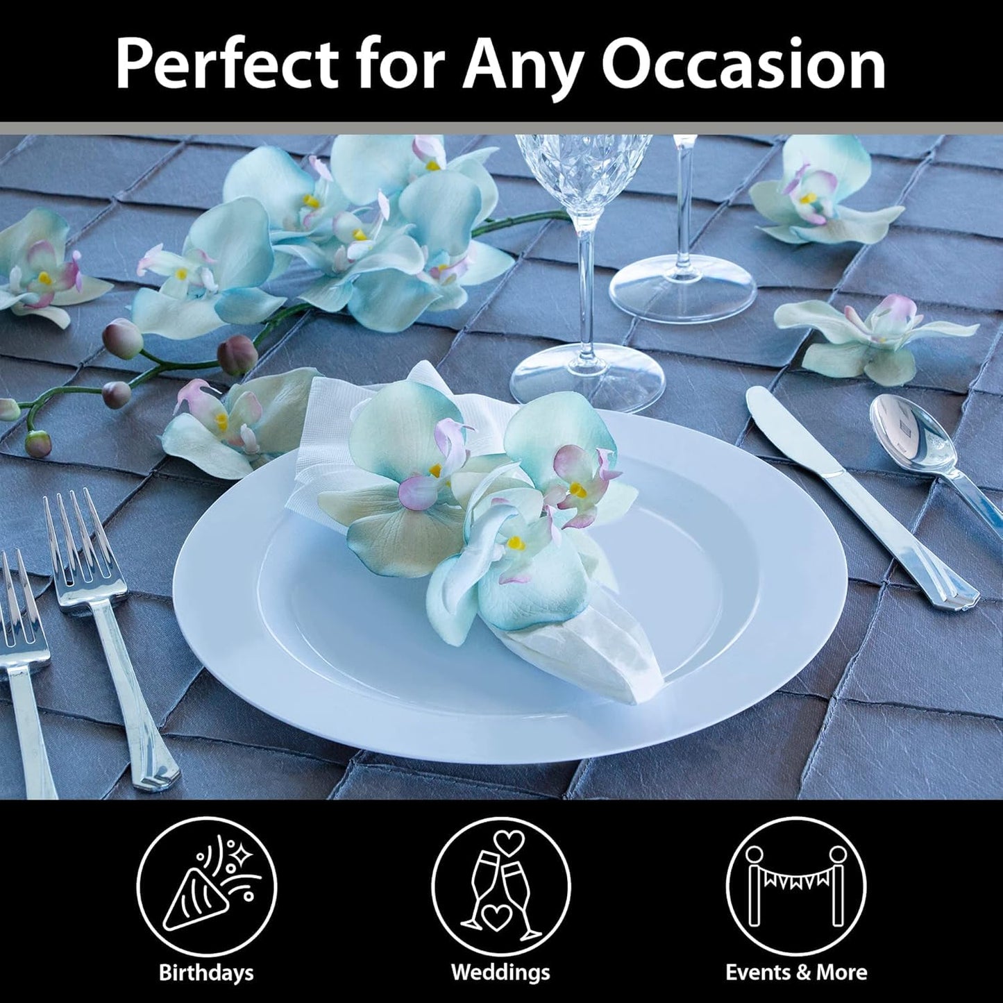 Lillian Tablesettings Premium Quality Heavyweight Plastic Plates China Like. Wedding and Party Dinnerware Plastic Plates 6.25 inc White/Pearl-Value Pack 40 Count