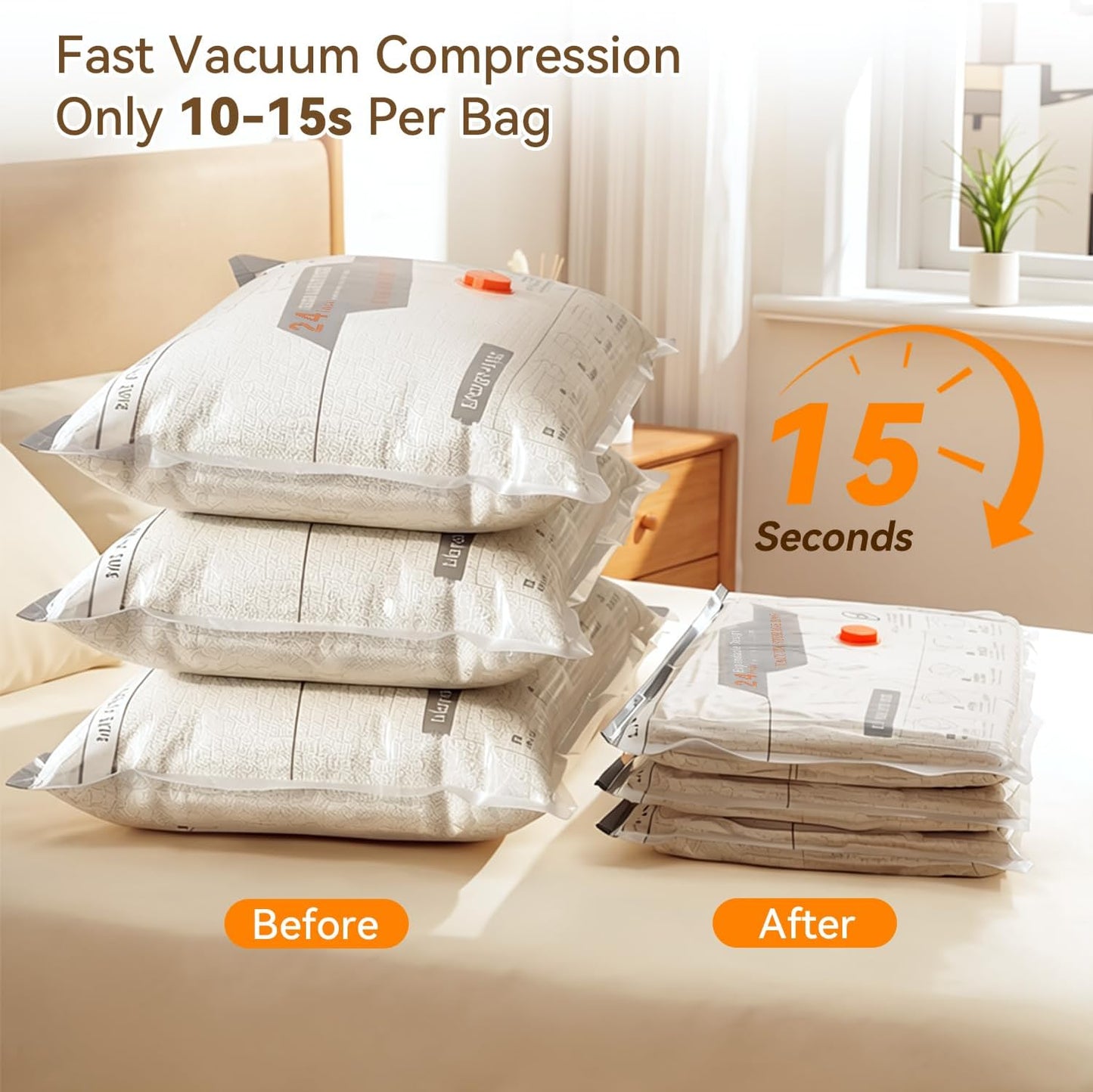 Skiennix Vacuum Storage Bags - 12 Pack Travel Space Saver Bags with Rechargeable Air Pump | Efficient Compression for Clothing & Luggage